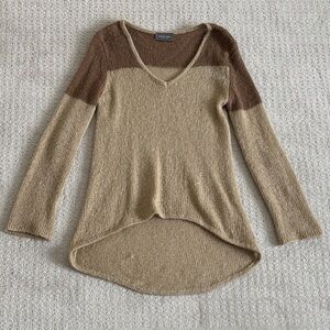 Wooden Ships Brown Soft Knit V-neck Sweater Women’s Size M/L